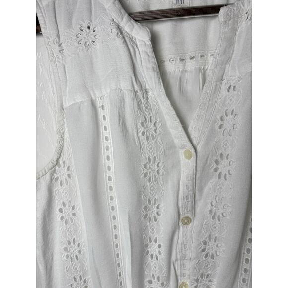 Gap Eyelet Preppy White Button Front Dress With Pockets Large - Picture 3 of 5